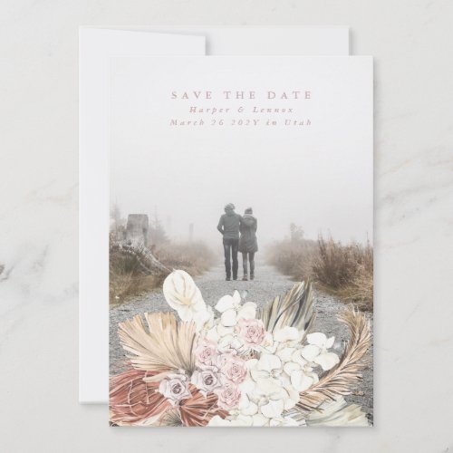 Pink Blush Pampas Grass Floral Tropical Jungle Save The Date