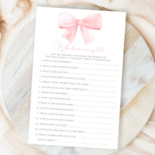 Pink Blush Pastel Bow Who Knows Mommy Best Game