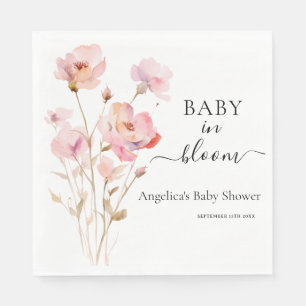 PINK BLUSH PASTEL WATERCOLOR FLORAL ROSES NAPKINS