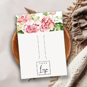 Pink Blush Peony Floral Logo Hairclip Display Business Card