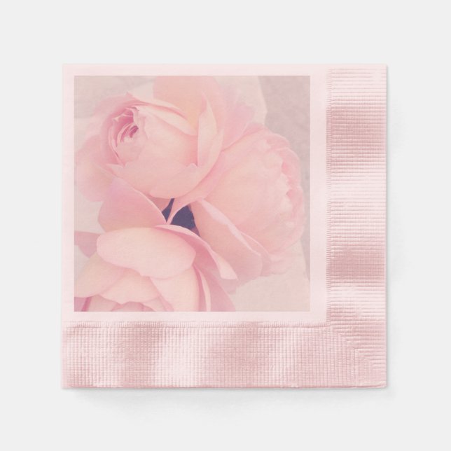 Pink Blush Pink Rose Napkins (Front)