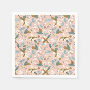 Pink blush poinsettia winter xmas holiday napkins
