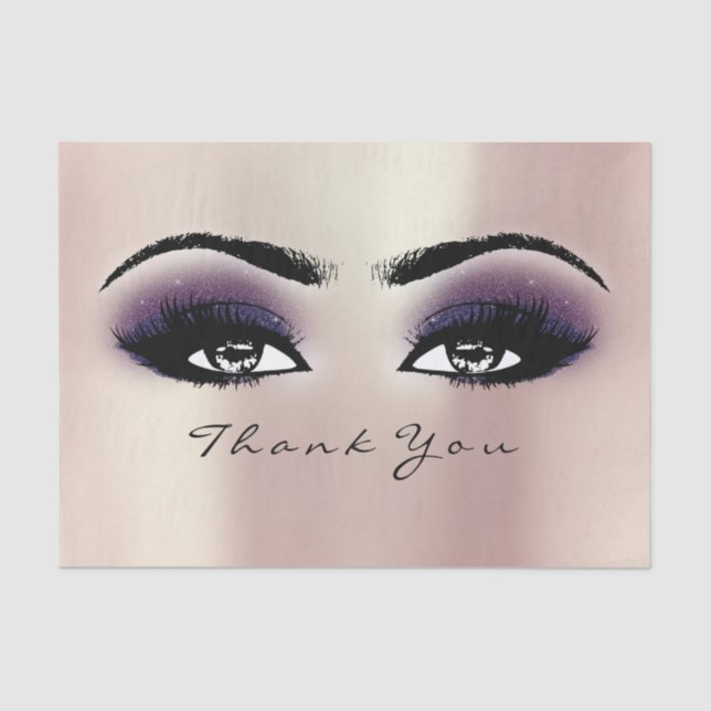 Pink Blush Purple Blush Metallic Thank You Eyes Tissue Paper (Front)
