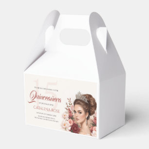 Pink Blush Rose Elegant Quinceañera Favor Boxes