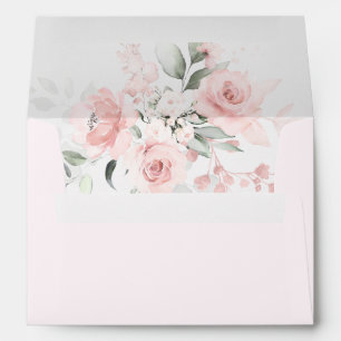 Pink Blush Rose Floral Envelope