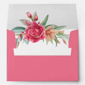 Pink Blush Rose Floral Envelopes