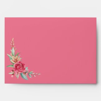 Pink Blush Rose Floral Envelopes