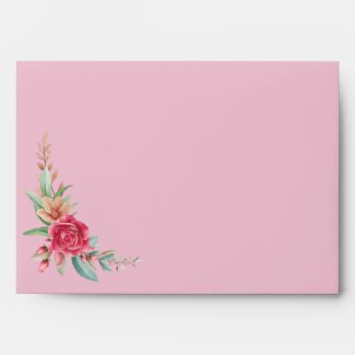 Pink Blush Rose Floral Envelopes