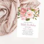 Pink Blush Rose Gold 90th Birthday Party Invite<br><div class="desc">Pink Blush Rose Gold 90h Birthday Party Invite

See matching collection In Niche and Nest Store</div>
