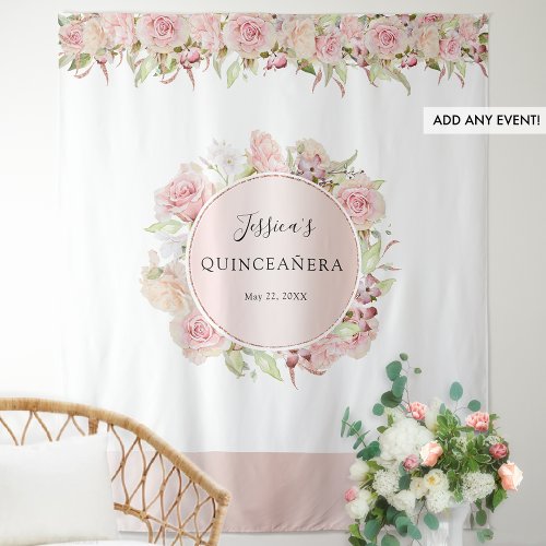 Pink Blush Rose Gold Any Event Photo Backdrop