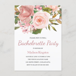 Pink Blush Rose Gold Bachelorette Party Invite