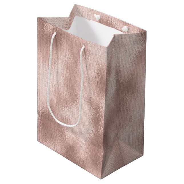 Pink Blush Rose Gold Birthday  Medium Gift Bag (Front Angled)