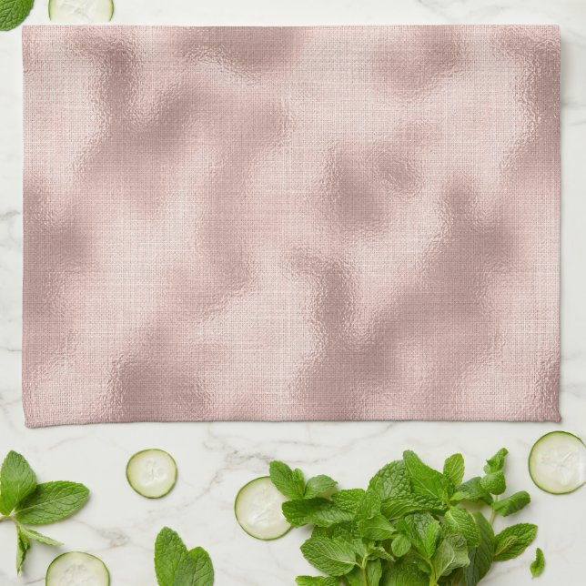 Pink Blush Rose Gold Bridal Shower Kitchen Towel (Folded)