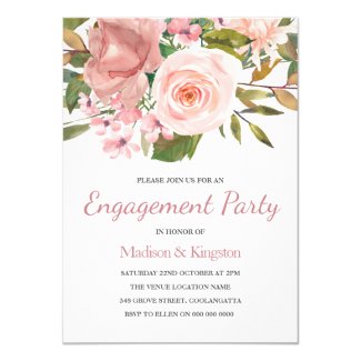 Pink Blush Rose Gold Engagement Party Invite