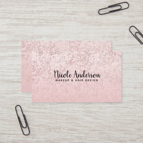 Pink Blush Rose Gold Glitter Marble Glam Beauty  Business Card