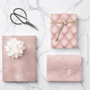 Pink Blush Rose Gold Sparkle Glam Birthday Wrapping Paper Sheets