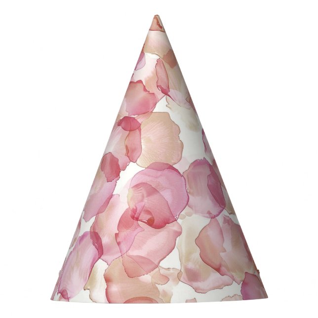 Pink Blush Rose Petals birthday Party Hat (Front)