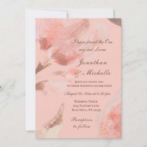 Pink Blush Rose Romantic Floral Christian Wedding Invitation