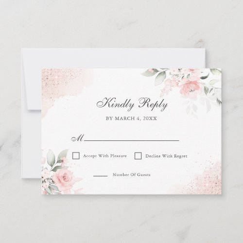 Pink Blush Rose RSVP Card