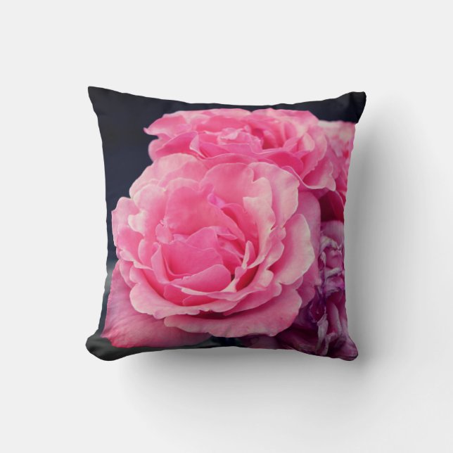 Pink Blush Rose Throw Pillow (Front)
