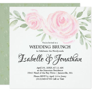 Pink Blush Rose Wedding Brunch Invitations