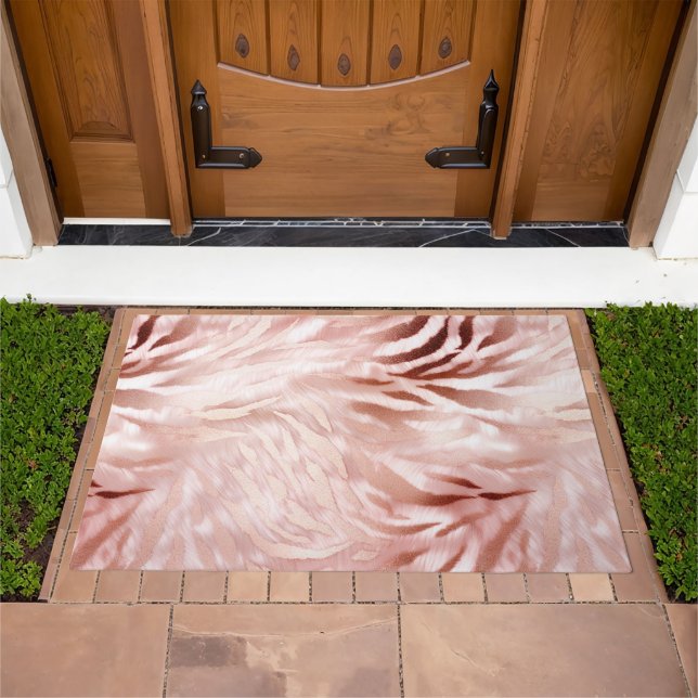 Pink Blush Rose Zebra Animal Doormat (Outdoor)