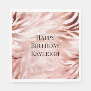 Pink Blush Rose Zebra Animal Napkins