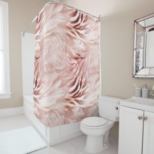 Pink Blush Rose Zebra Animal Shower Curtain