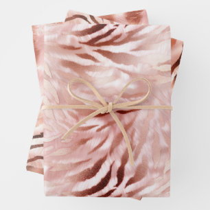 Pink Blush Rose Zebra Animal Wrapping Paper Sheets