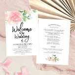 Pink Blush Roses Floral Watercolor Wedding Program<br><div class="desc">Pink Blush Roses Floral Watercolor Wedding Program</div>
