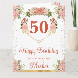 Pink Blush Roses Flowers Mother Birthday Card