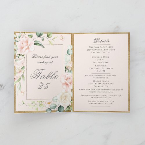 Pink Blush Sage Watercolor Romantic Floral Wedding Invitation