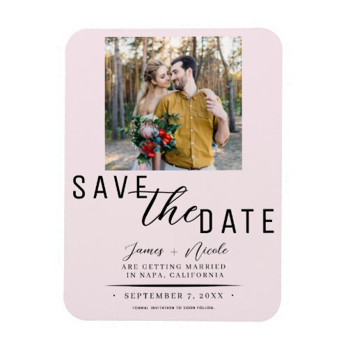 Pink Blush Save the Date Photo Wedding Magnet