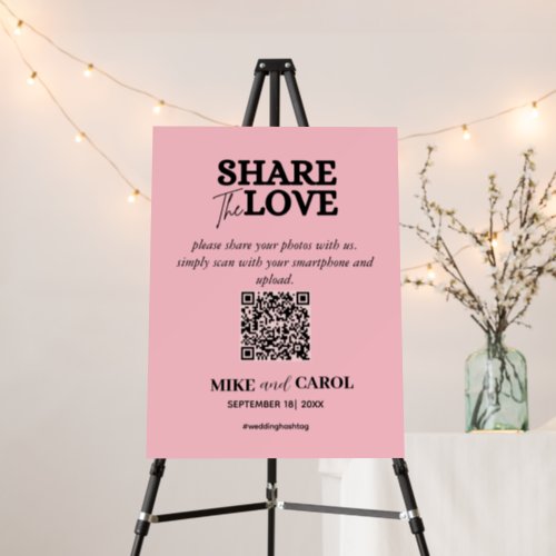 Pink Blush Share The Love Photo Qr Code Wedding Foam Board