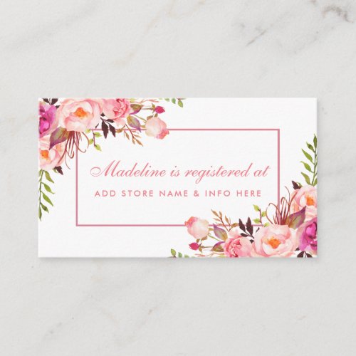 Pink Blush Shower Registry Insert Card