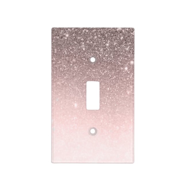 Pink Blush Silver Sparkle Glitter Sparkly Light Switch Cover (Front)