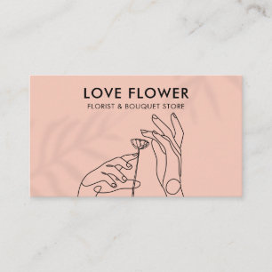 Pink Blush Simple Clear Hands Caress Flower Business Card