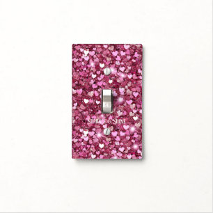 Pink Blush Sparkle Hearts Light Switch Cover