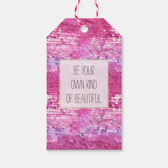 Pink Blush Sparkle Mermaid Gift Tags (Front)