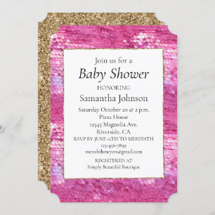 Pink Blush Sparkle Mermaid Invitation