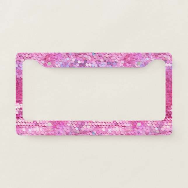 Pink Blush Sparkle Mermaid License Plate Frame (Front)