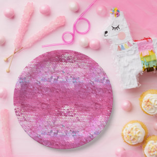Pink Blush Sparkle Mermaid Paper Plates