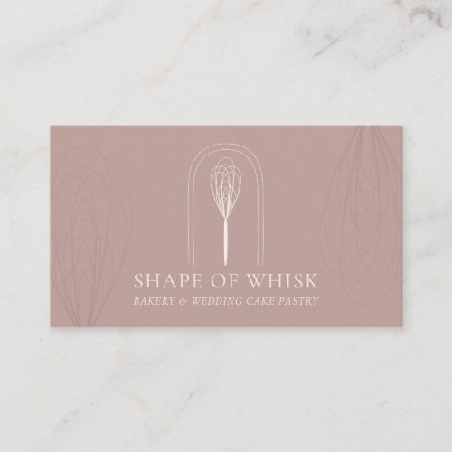 Pink Blush Stylish Whisk Logo Home Bakery Business Card