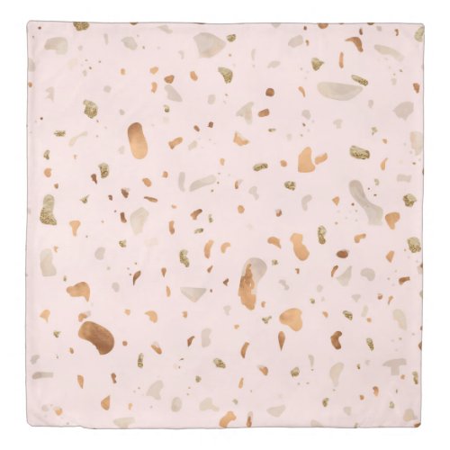 Pink Blush Terrazzo With Gold Copper Spots Duvet Cover