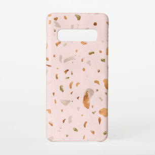 Pink Blush Terrazzo With Gold Copper Spots Samsung Galaxy S10 Case
