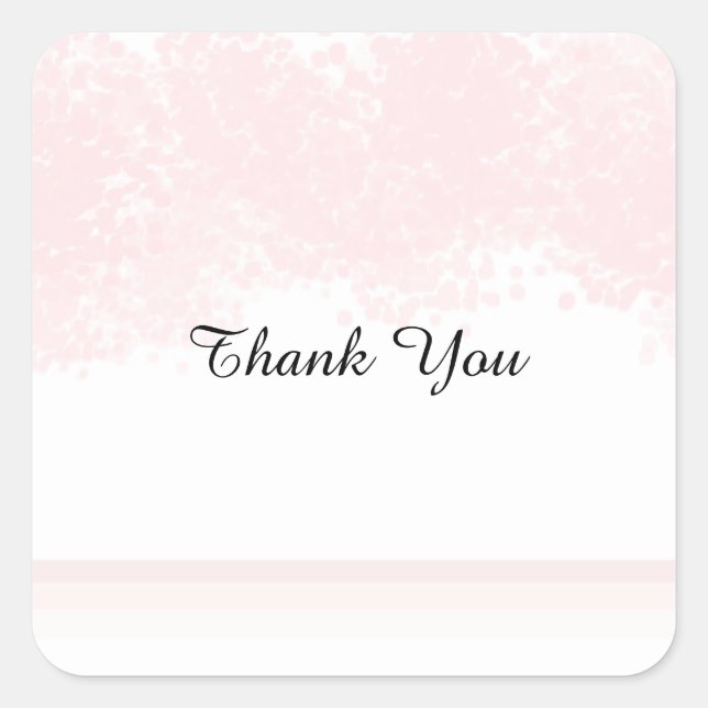 Pink Blush Thank You Square Sticker (Front)