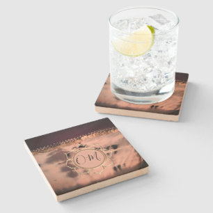 Pink Blush Tie Dye OM Lotus Stone Coaster