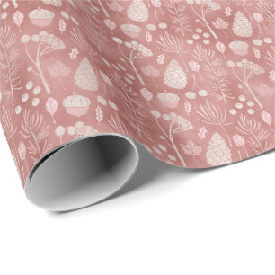 Pink Blush Tree Botanicals Christmas Holiday Gift Wrapping Paper