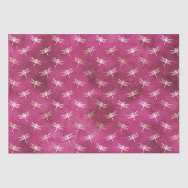 Pink Blush Watercolor Dragonflies   Tissue Paper (Front)