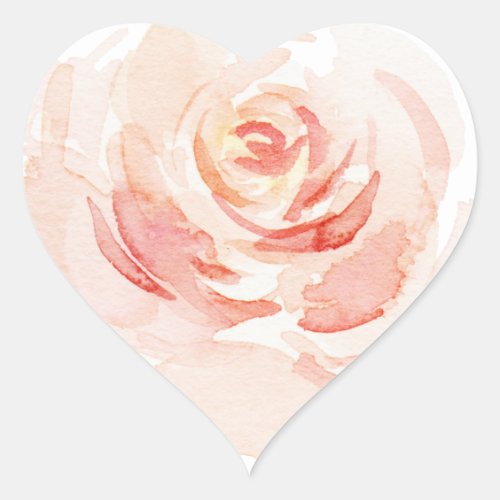 Pink Blush Watercolor Elegant Romantic Heart Sticker